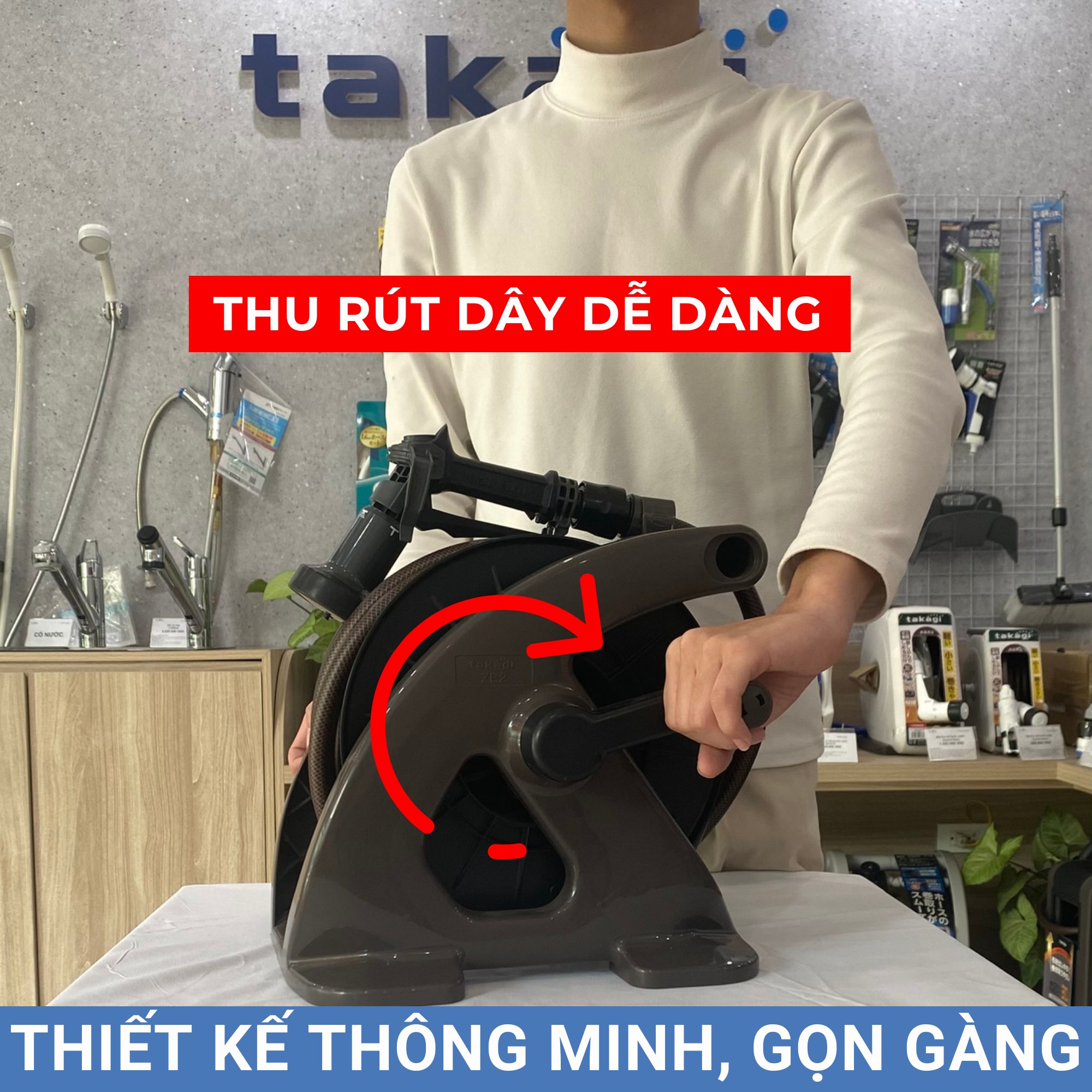 Bộ cuộn ống tưới cây 30m Tough Brown Takagi R330TBR