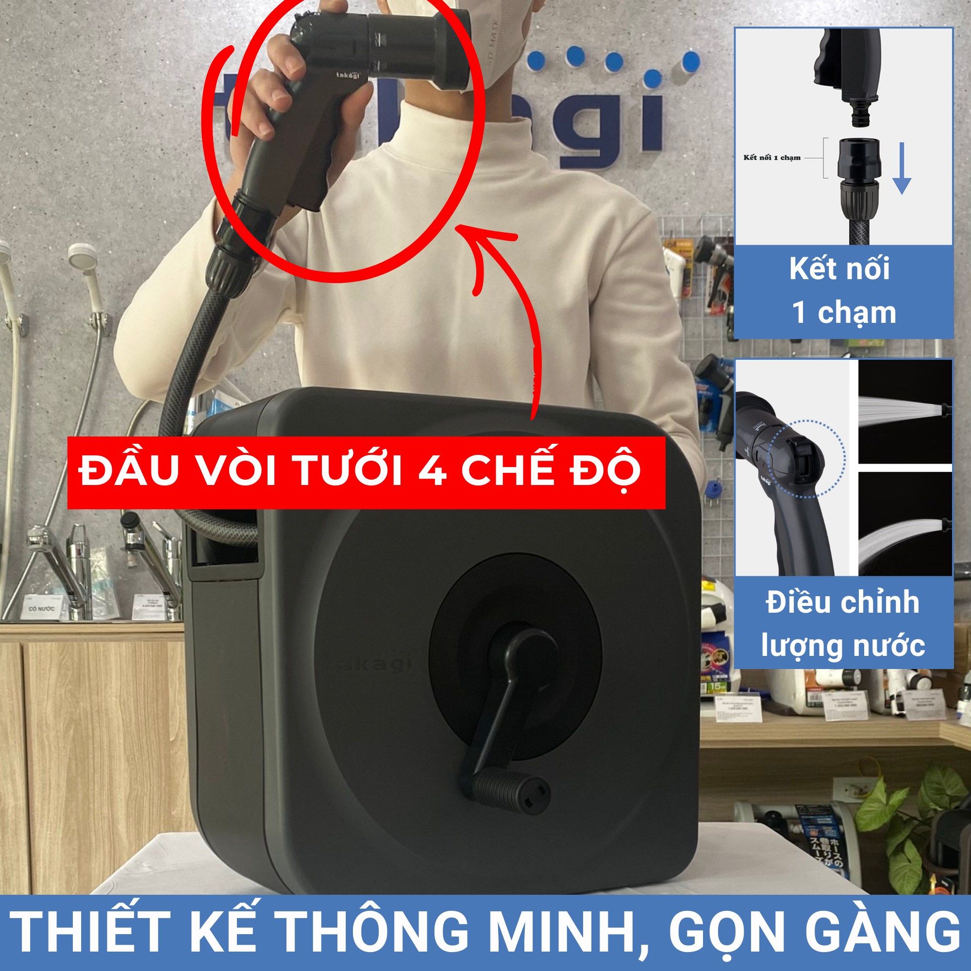 Bộ vòi thu rút tưới vườn BODY NEXT 20m (CG) Takagi RC1220CG
